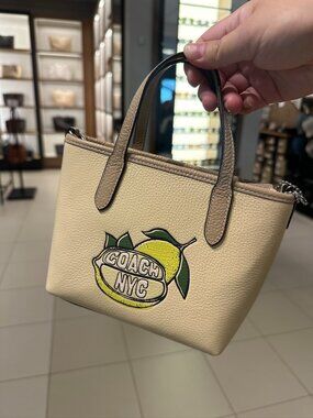 NWT! Limited! Coach CAK22 City Mini Tote Bag Leather LEMON In Moonlight